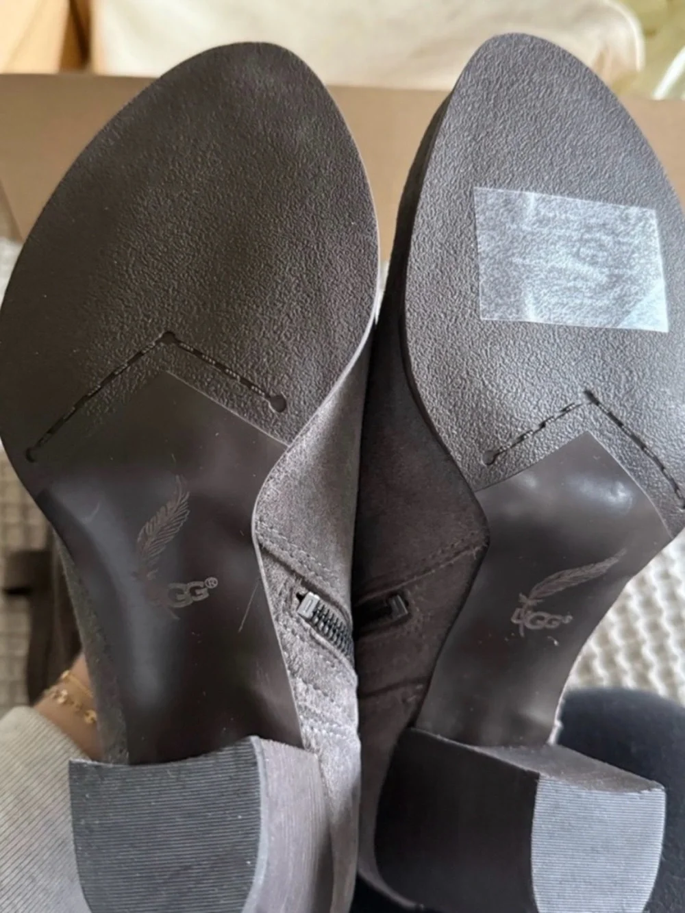 UGG Ava Gray Suede Over-the-Knee Block Heel Boots